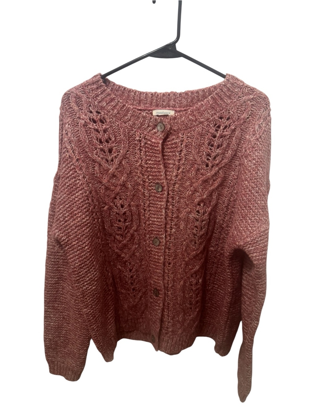 Sundance Chunky Cable Knit Cardigan Sweater Size Large